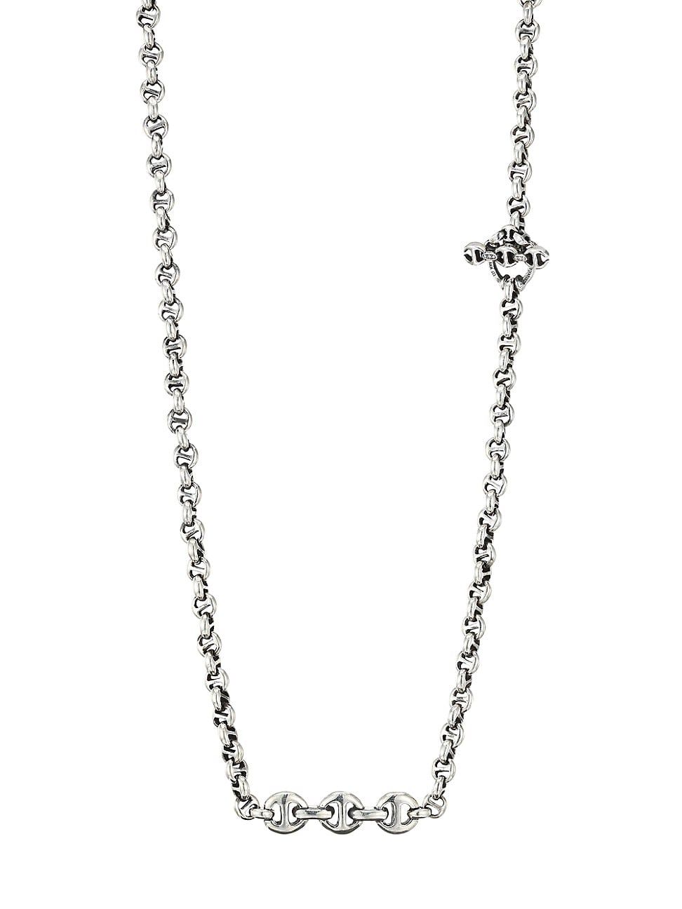 Men's Open-Link 5MM Sterling Silver & Diamond Necklace - Sterling Silver - Size 30 | Saks Fifth Avenue
