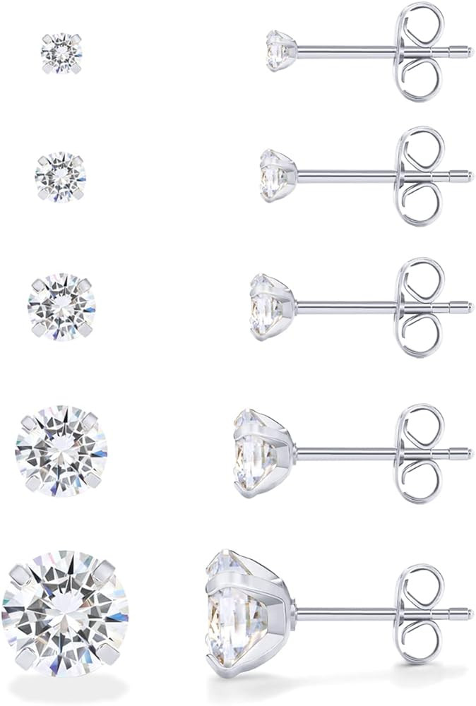 PAVOI Waterproof Five Pairs Stud Earrings for Women - 14K Gold Plated Stainless Steel Pack of 5 C... | Amazon (US)