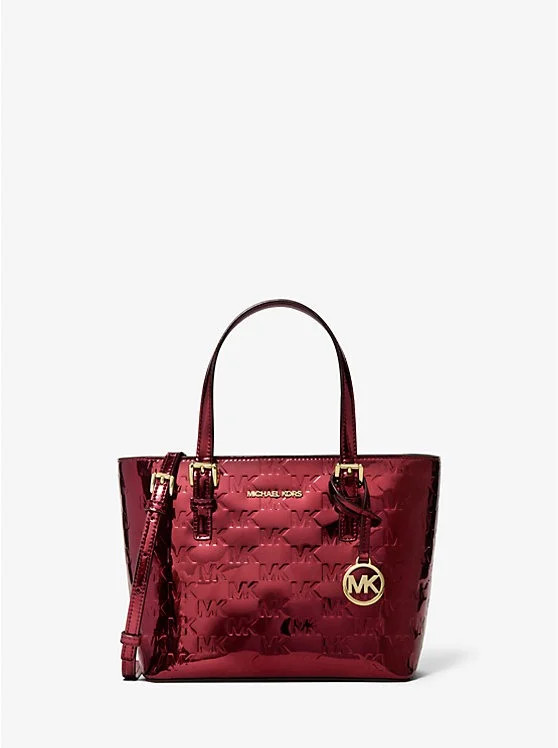 Michael Kors Outlet Jet Set Extra-Small Metallic Logo Debossed Convertible Tote Bag - Cherry | Walmart (US)