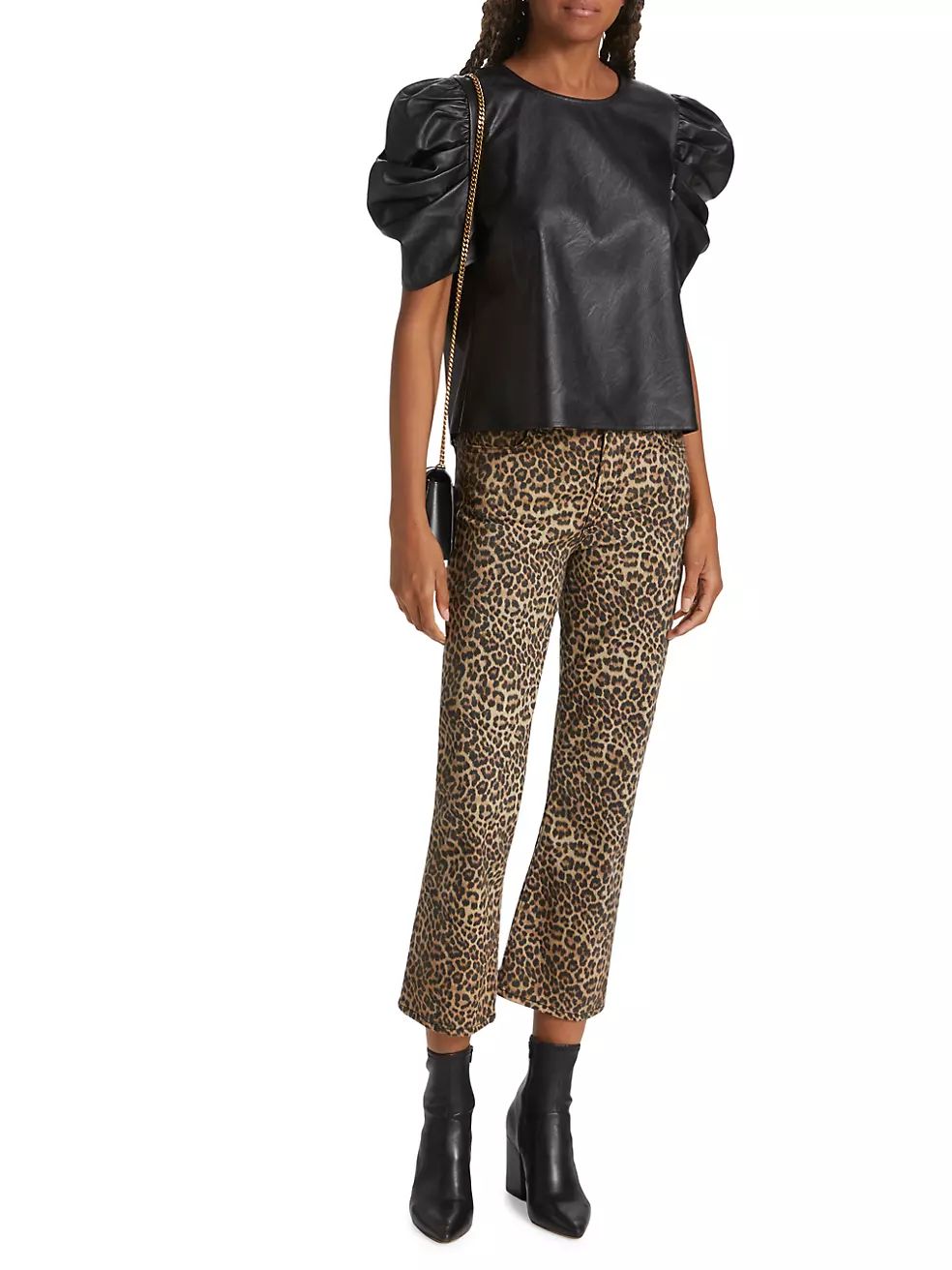 Kira Vegan Leather Puff-Sleeve Top | Saks Fifth Avenue