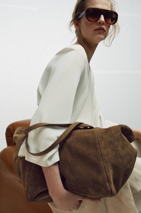 Zara - Suede Maxi Shopper Bag - 1-525 - One Size Only - Woman | Zara US