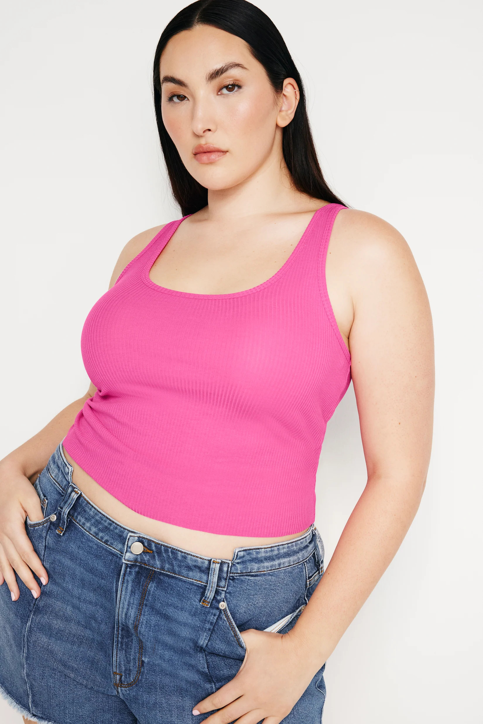 LIGHTWEIGT RIBBED COTTON TANK | Good American