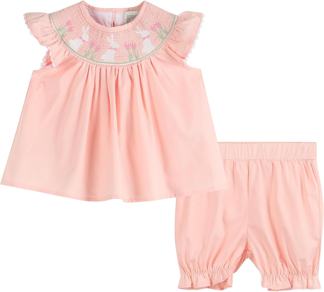 Girls Baby and Toddler Easter Bunny Smocked Top and Bloomer 2pc. Set | Amazon (US)