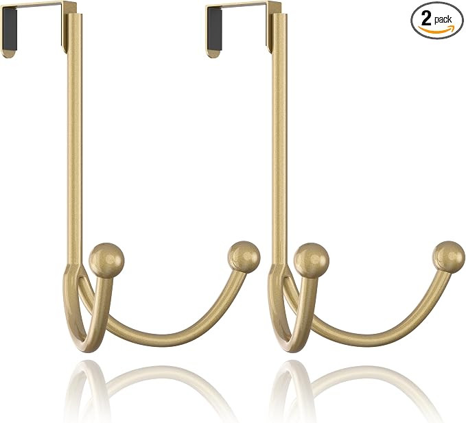 2Packs Over The Door Double Hanger Hooks, Metal Twin Hooks Organizer for Hanging Coats, Hats, Rob... | Amazon (US)
