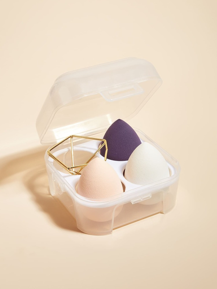 3pcs Makeup Sponge & 1pc Stand Holder & 1pc Storage Box | SHEIN