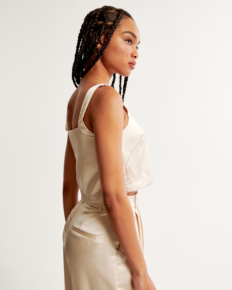 Satin Squareneck Set Top | Abercrombie & Fitch (US)