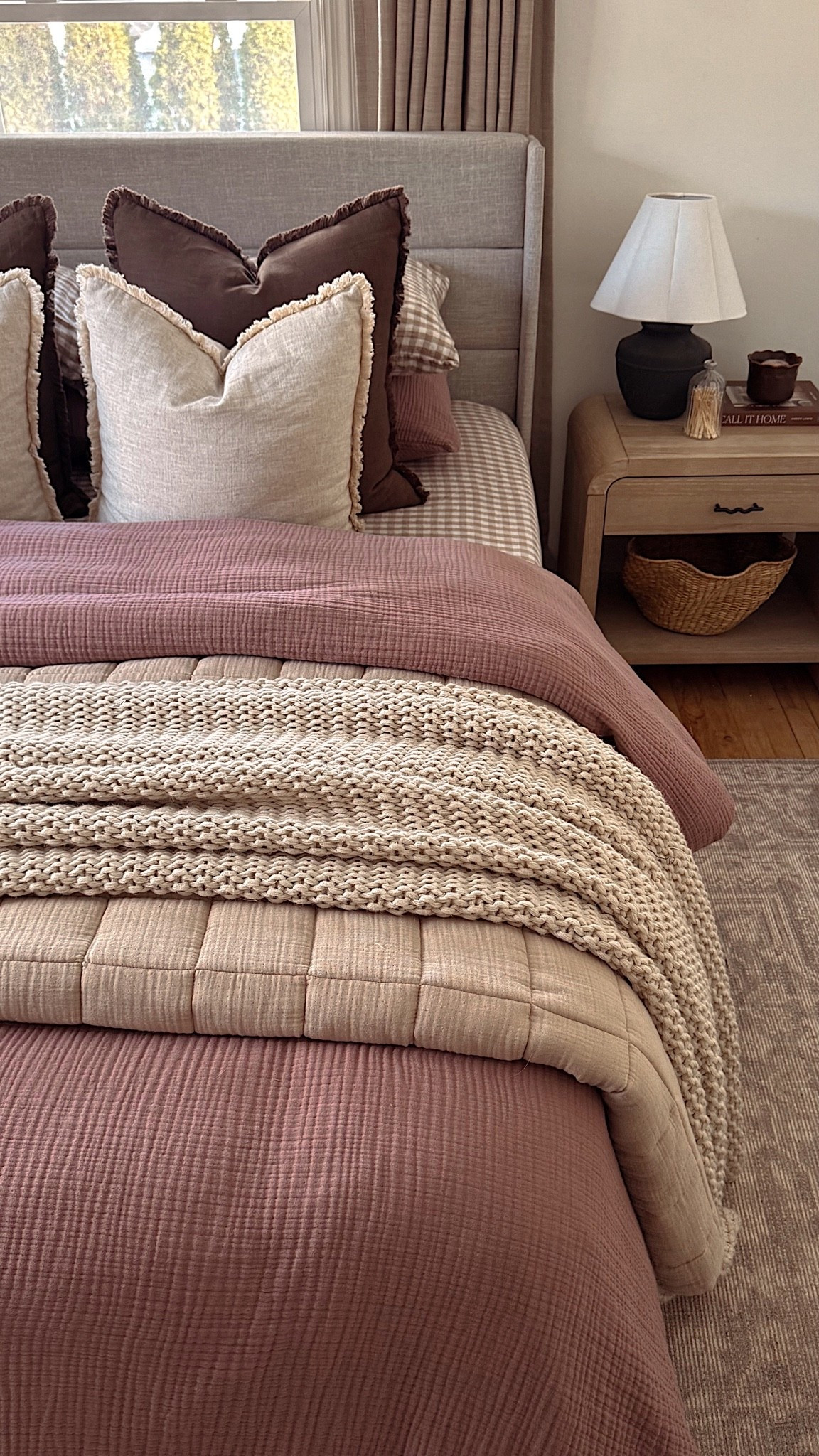 gingham & fig bedding combo 💖☁️ 

bedding, quince bedding, cozy layered bedding