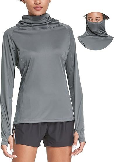 BALEAF Women's Hiking Long Sleeve Shirts with Face Cover Neck Gaiter UPF 50+ Lightweight Quick Dr... | Amazon (US)