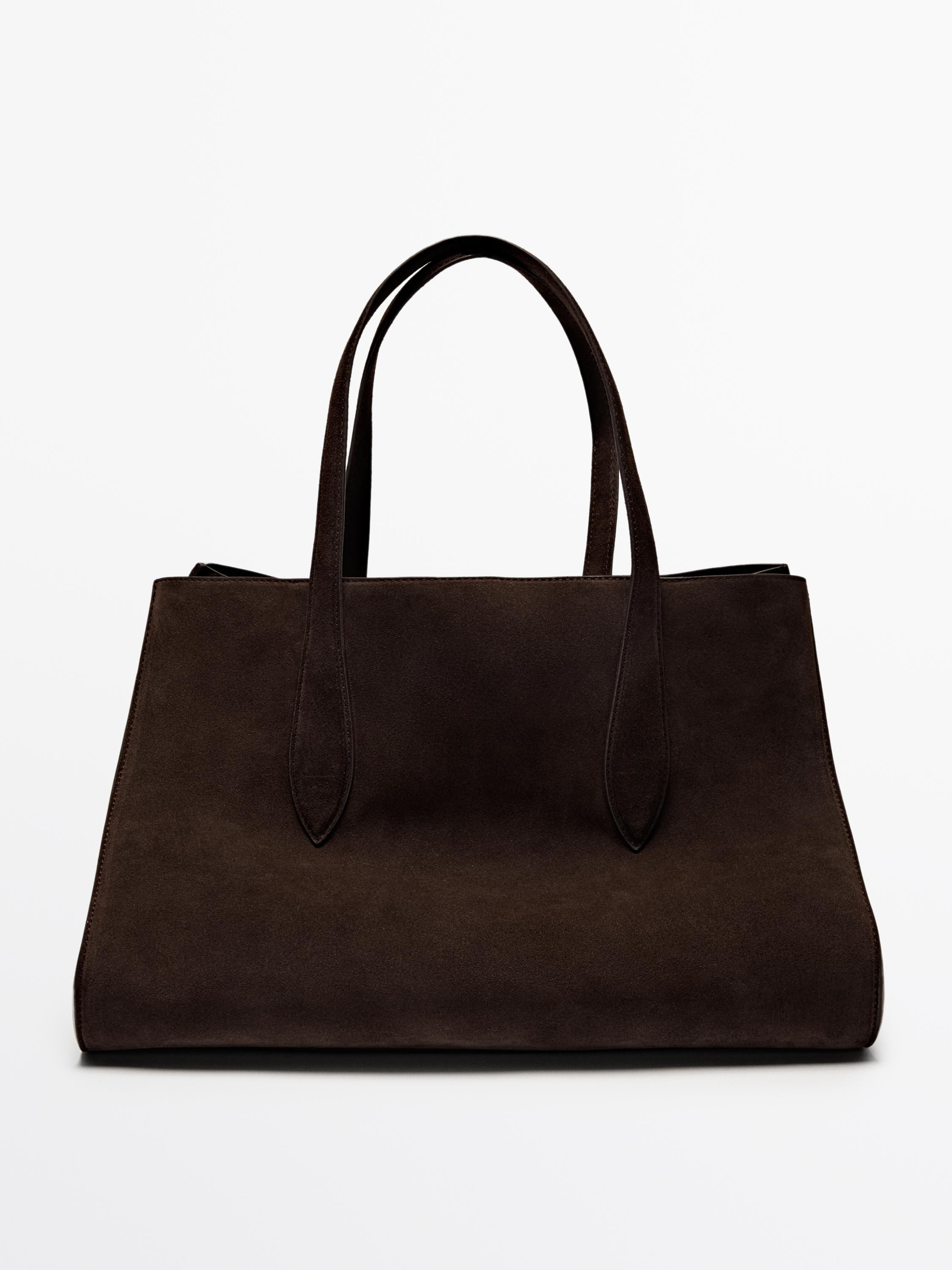 Split leather maxi MD ICON tote bag | Massimo Dutti US