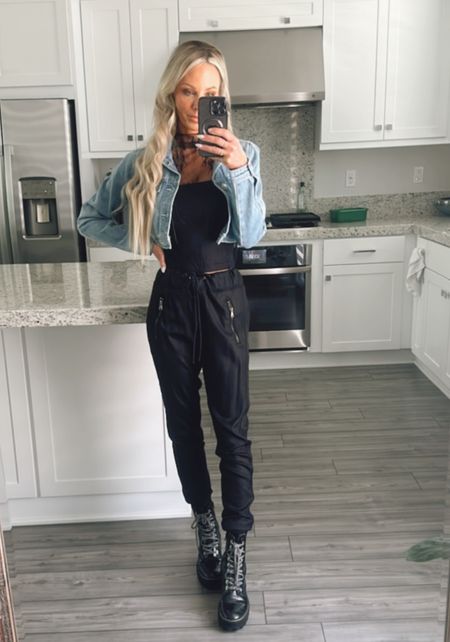 Cute and casual. Cargo pants, mesh lace, top, and denim jacket.

#LTKstyletip #LTKfindsunder50 #LTKover40