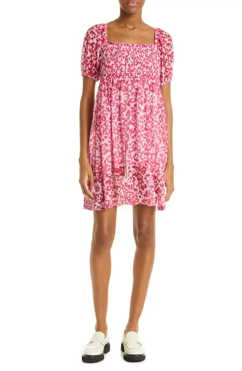 Joliet Smocked Stretch Recycled Polyester Dress | Nordstrom