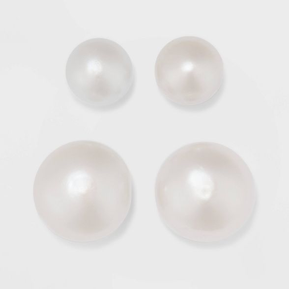 Freshwater Pearl Sterling Silver Stud Fine Jewelry Earrings 2pc - A New Day™ Silver/White | Target