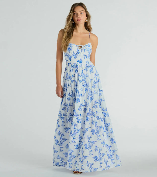 Charming Vibe Tie-Back Flowy Floral Woven Maxi Dress | Windsor Stores
