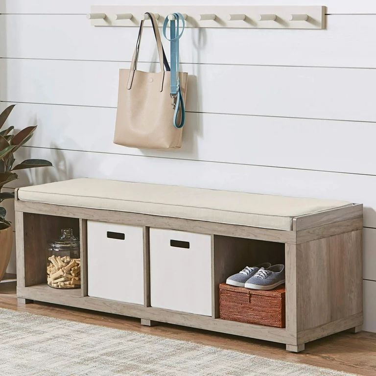Better Homes & Gardens 4-Cube Shoe Storage Bench, Rustic Gray | Walmart (US)