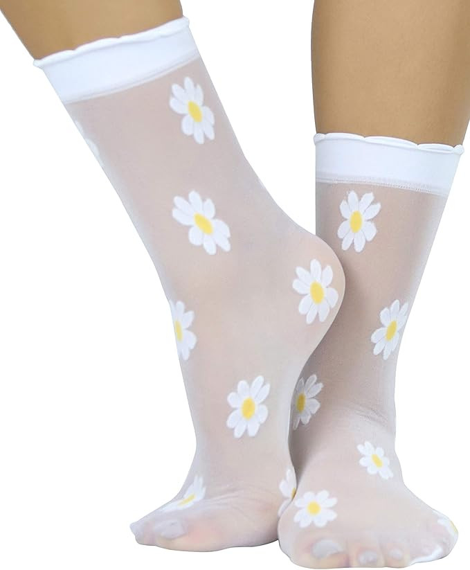 ToBeInStyle Women's Springtime Daisy Sheer Anklets | Amazon (US)