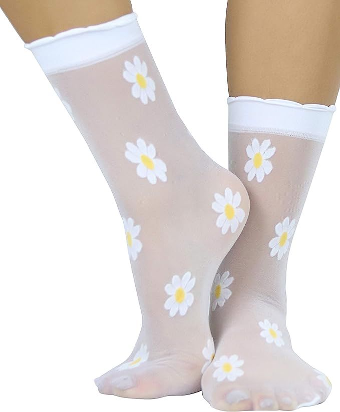 ToBeInStyle Women's Springtime Daisy Sheer Anklets | Amazon (US)