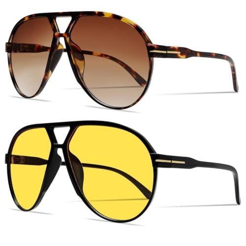 GUVIVI Retro Aviator Sunglasses for Women Men Oversized Classic 70s Vintage Trendy Square Aviators Tortoise Sun Glasses | Amazon (US)