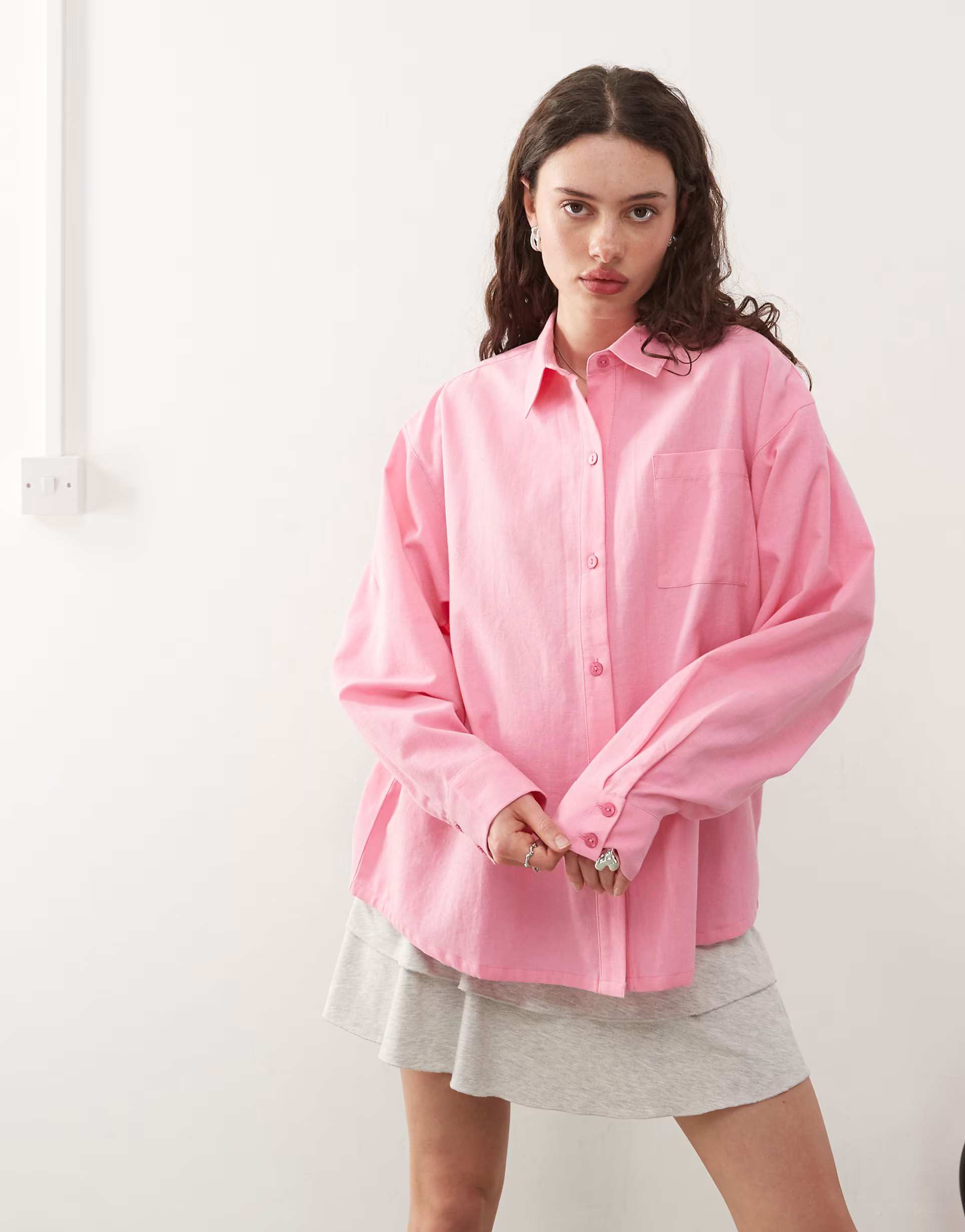 COLLUSION oversized woven blend shirt in pink | ASOS (Global)