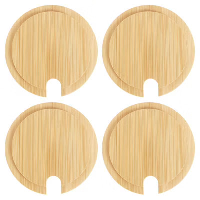Unique Bargains Smooth Bamboo Coffee Mug Wooden Cup Lid with Spoon Hole 4 Pcs 3.19 Inch | Target