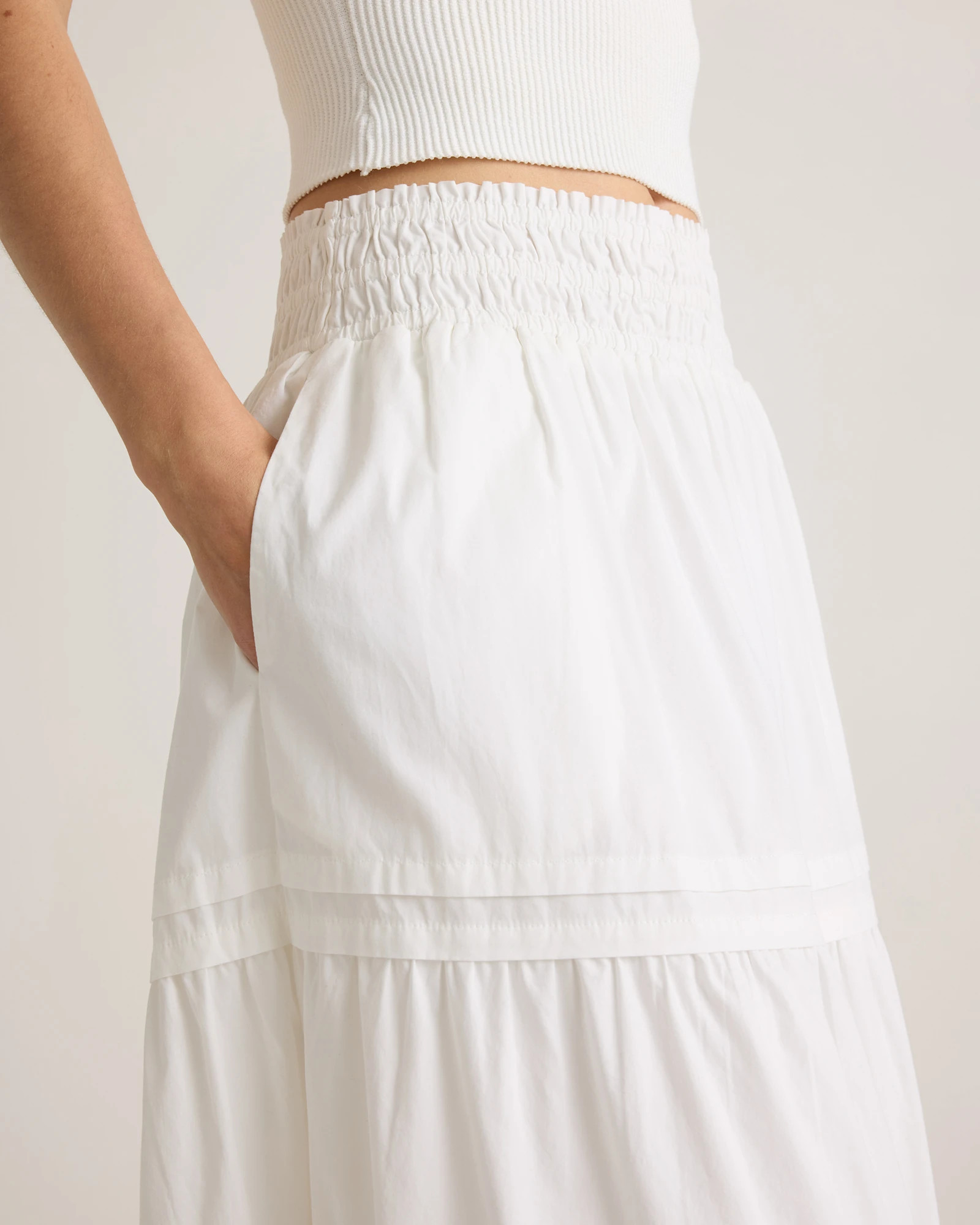 100% Organic Cotton Tiered Maxi Skirt in Classic White | Quince
