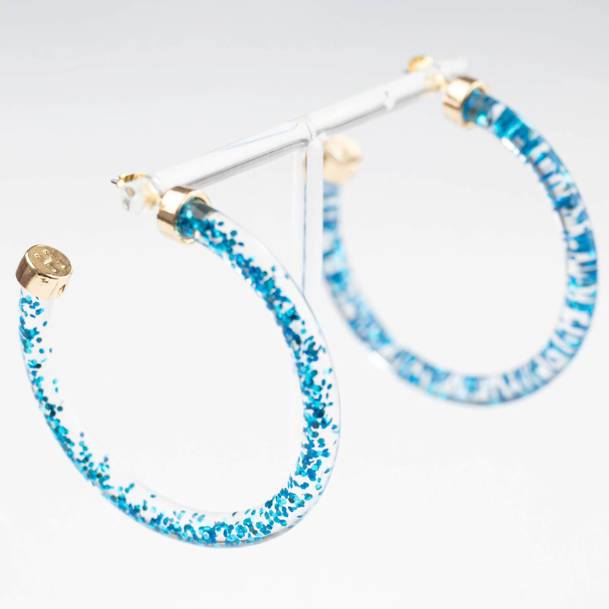 Blue Glitter Hoop Earrings | Hoo Hoops