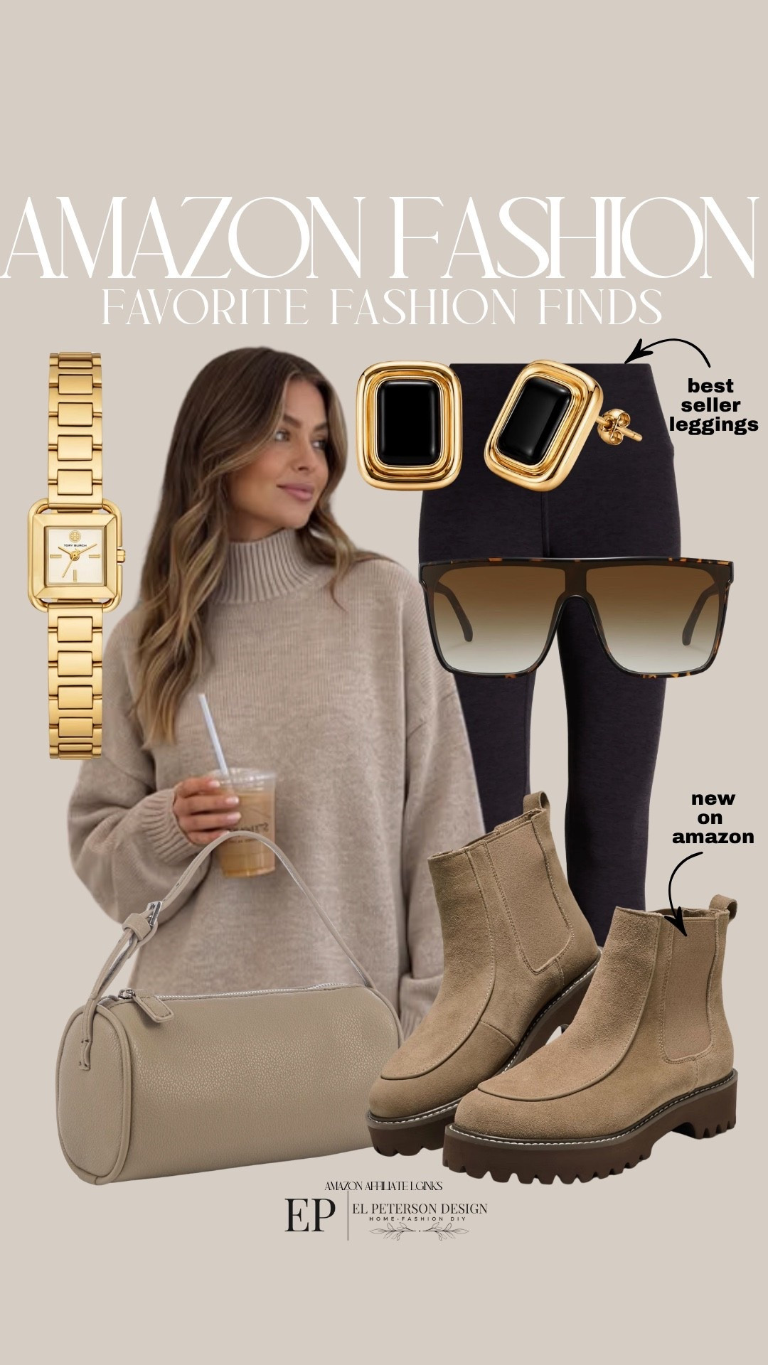 Amazon
Leggings
Sweater
Earrings
Watch
Chelsea boots
Purse
Sunglasses