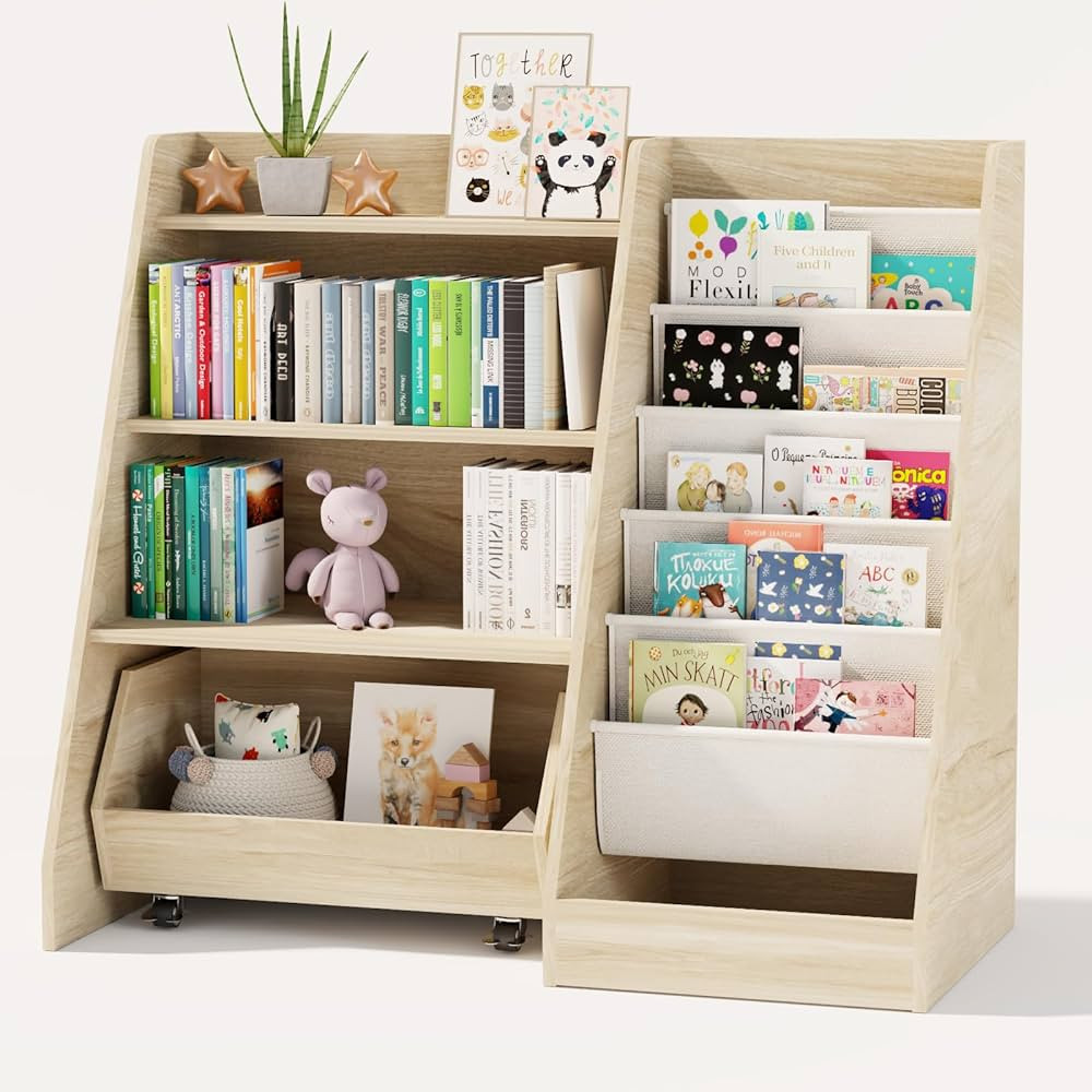 COZPAW Kids Bookshelf 4 Tier Toddler Bookshelf Montessori Book Shelf Oak | Amazon (US)