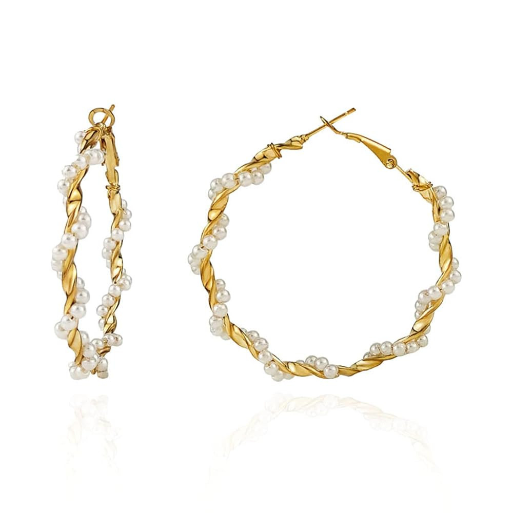 Pearl Hoop Earrings  | Amazon (US)