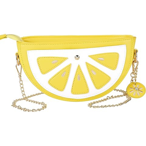 Lemon Purse, Lemon Shaped Cross Body Bag, Funny Fruit Shoulder Bag with Chain Strap Cute Fashion ... | Amazon (US)