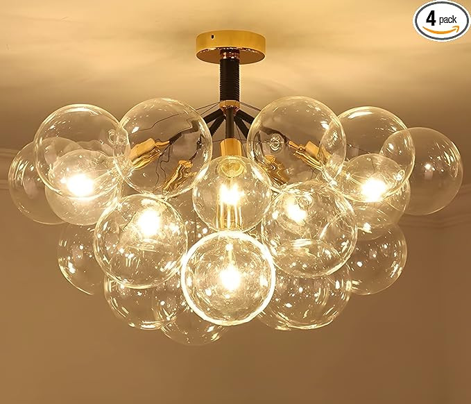 Contemporary Bubble Ball Shape Ceiling Light BIGMAII Semi Flush Mount Globe Light Fixture 4 Light... | Amazon (US)