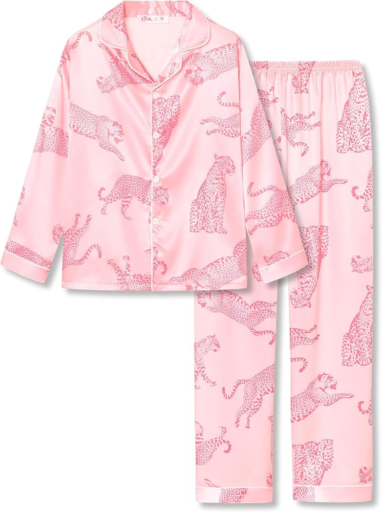 Topgal Satin Pajamas for Girls – Coat Style Unicorn Long Sleeve Silky Button Down PJ Set Size 6... | Amazon (US)