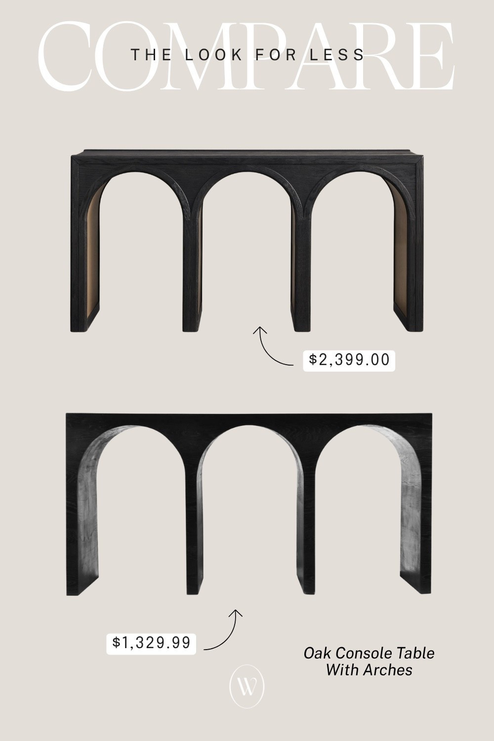 Your weekly look for less is here! Featuring a black oak console table with arches. Will you splurge at Arhaus or are you buying the dupe at a Wayfair? Let us know!

#LTKHome #LTKStyleTip