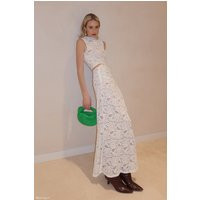 Daniela Lace Plisse Ruched Maxi Skirt - Ivory I MESHKI I Size XXL | MESHKI US