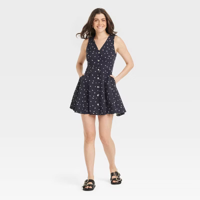 Women's Button-Front Godet Mini A-Line Dress - Universal Thread™ | Target