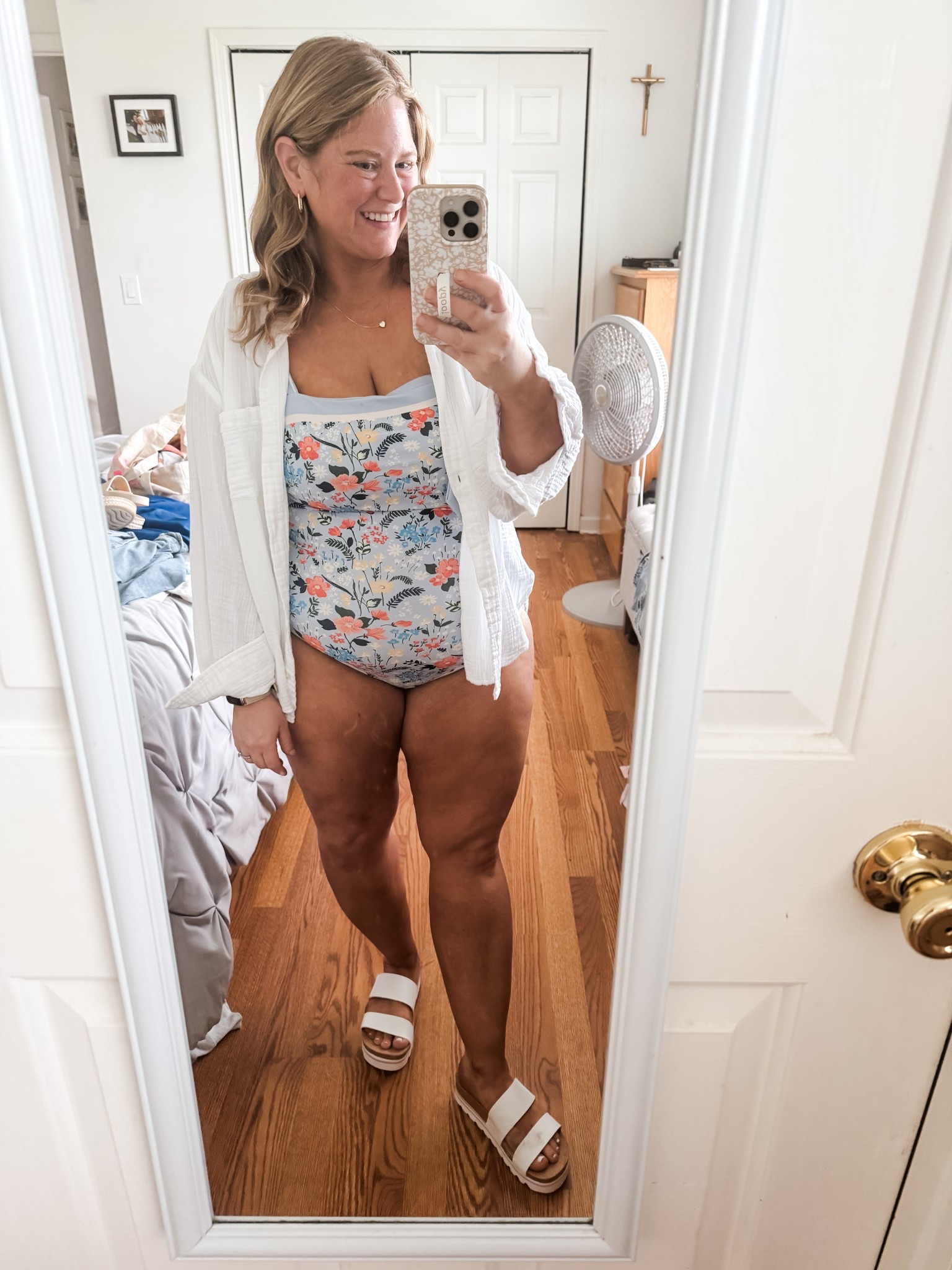 Love this swimsuit! I’m wearing an XL.  My white gauze top is a large.  My reef sandals are sooo comfy and tts 

#LTKMidsize #LTKSwim #LTKSeasonal