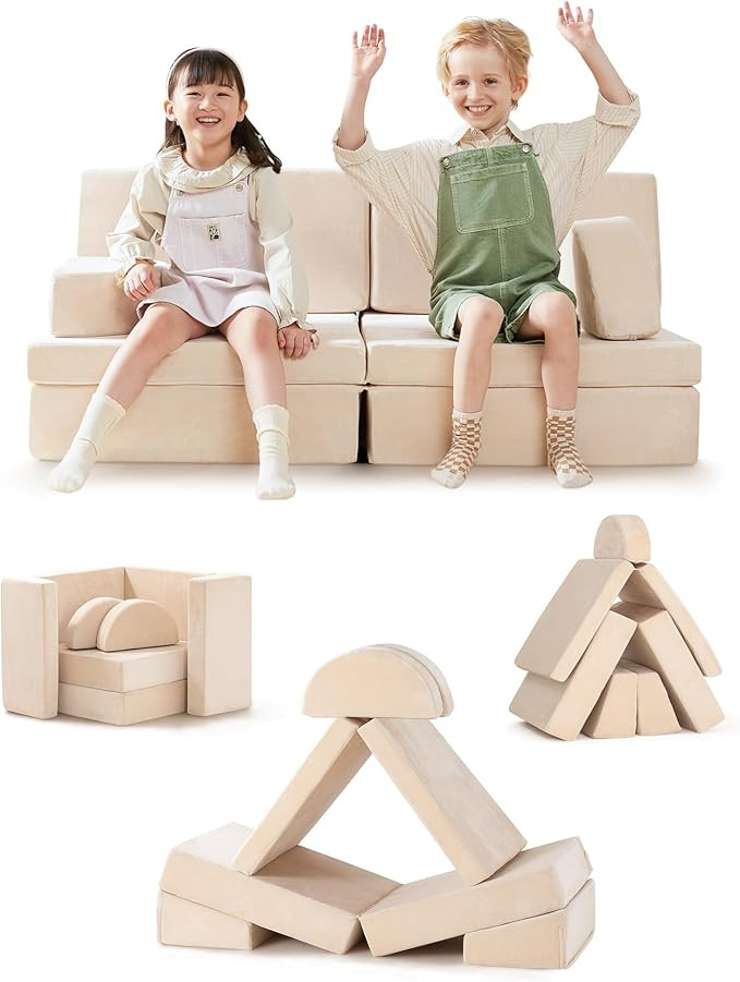 Tiny Land Kids Couch, 8PCS Modular Kids Play Couch, Toddler Couch for Children Room, Play Room Fu... | Amazon (US)