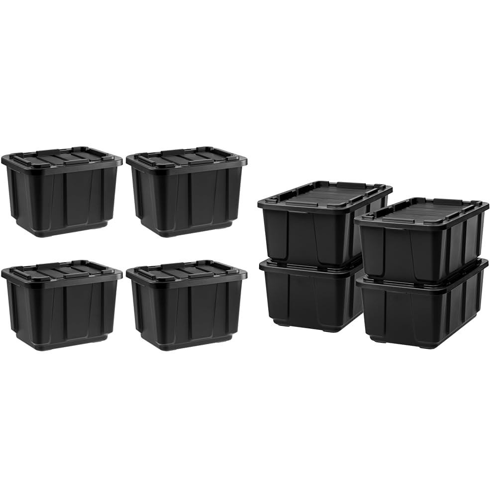 IRIS USA 12 Gallon (4 Pack) + 27 Gallon (4 Pack) Heavy Duty Storage Bins with Lids, Snap On Lid S... | Amazon (US)