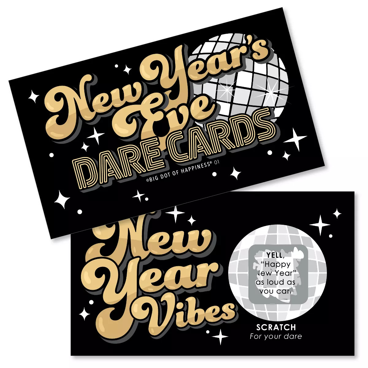 Big Dot of Happiness Disco New Year - Groovy NYE Party Game Scratch Off Dare Cards - 22 Count | Target