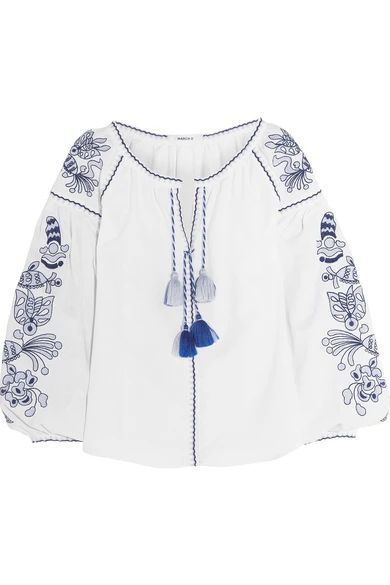 Poppy embroidered linen blouse | NET-A-PORTER (US)