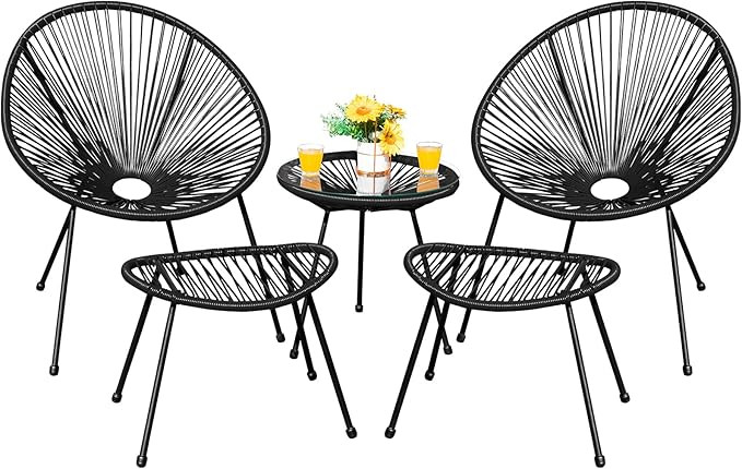 Devoko 5 Piece Outdoor Furniture Set Acapulco Modern All-Weather Conversation Set, 2 Chairs and 1... | Amazon (US)