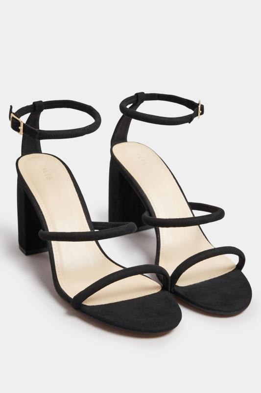LTS Black Multi Strap Block Heel Sandals In Standard Fit | Long Tall Sally | Yours Clothing UK