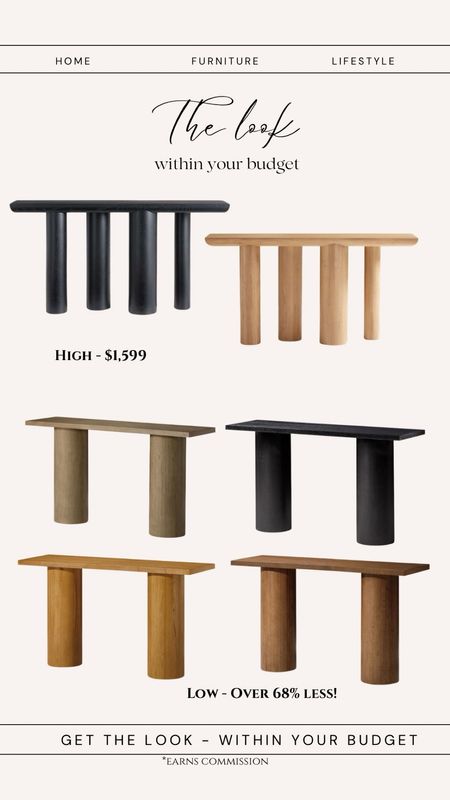 Modern console table with cylinder legs. Splurge or save. Wooden console table black. Light wood console table dark wood. Amazon home finds 

#LTKhome