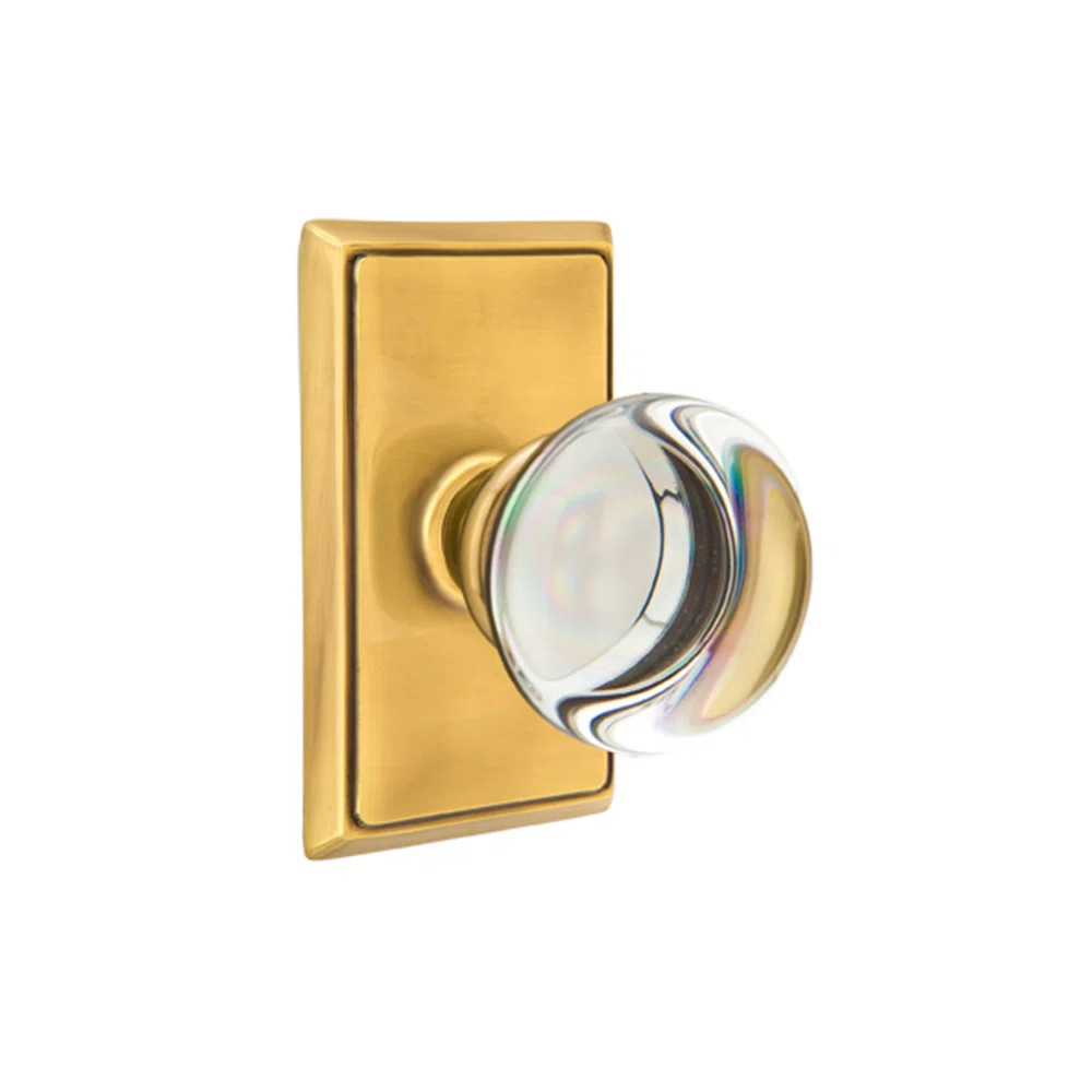 Emtek Passage Knobset w/ Rectangular Rosette and Providence Glass Knob | Wayfair | Wayfair North America