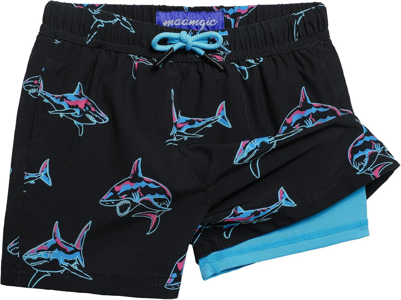 maamgic Boys Swim Trunks with Compression Liner Stretch Boy Swim Shorts Toddler Bathing Suit Swim... | Amazon (US)