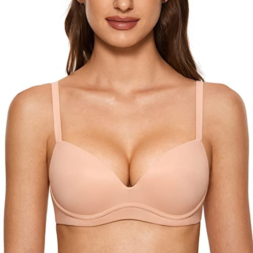 DOBREVA Women's Push Up Bra No Underwire Comfortable Wireless Bras Padded Plunge | Amazon (US)