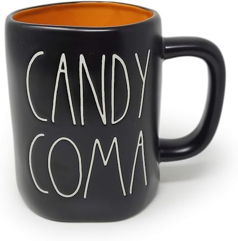 Amazon.com: Rae Dunn By Magenta CANDY COMA Black Ceramic LL Coffee Tea Mug With Orange Interior &... | Amazon (US)