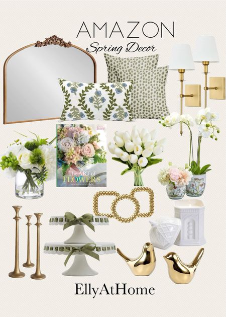 Pretty spring home decor accessories from Amazon home. Shop mirrors, wall sconces, florals, candleholders, cake stands, frames, flower book, candle. Free shipping, sales  

#LTKhome #LTKfindsunder50 #LTKsalealert