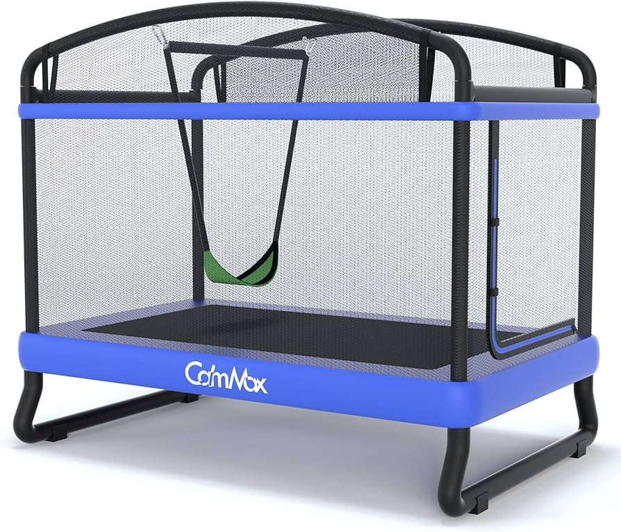 6FT Kids Trampoline with Horizontal Bar and Swing, Rectangle Toddler Trampoline with Enclosure Sa... | Amazon (US)