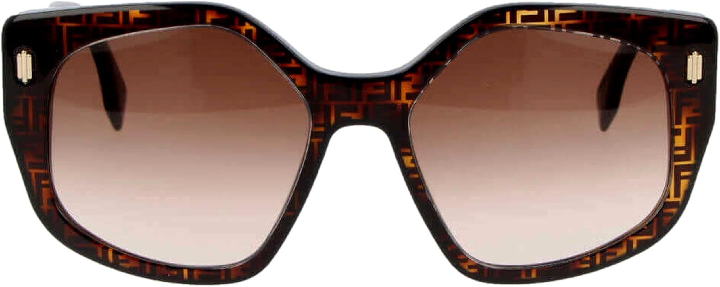 FENDI Bold FF Havana Brown and Black Acetate Geometric Frame Sunglasses | Amazon (US)