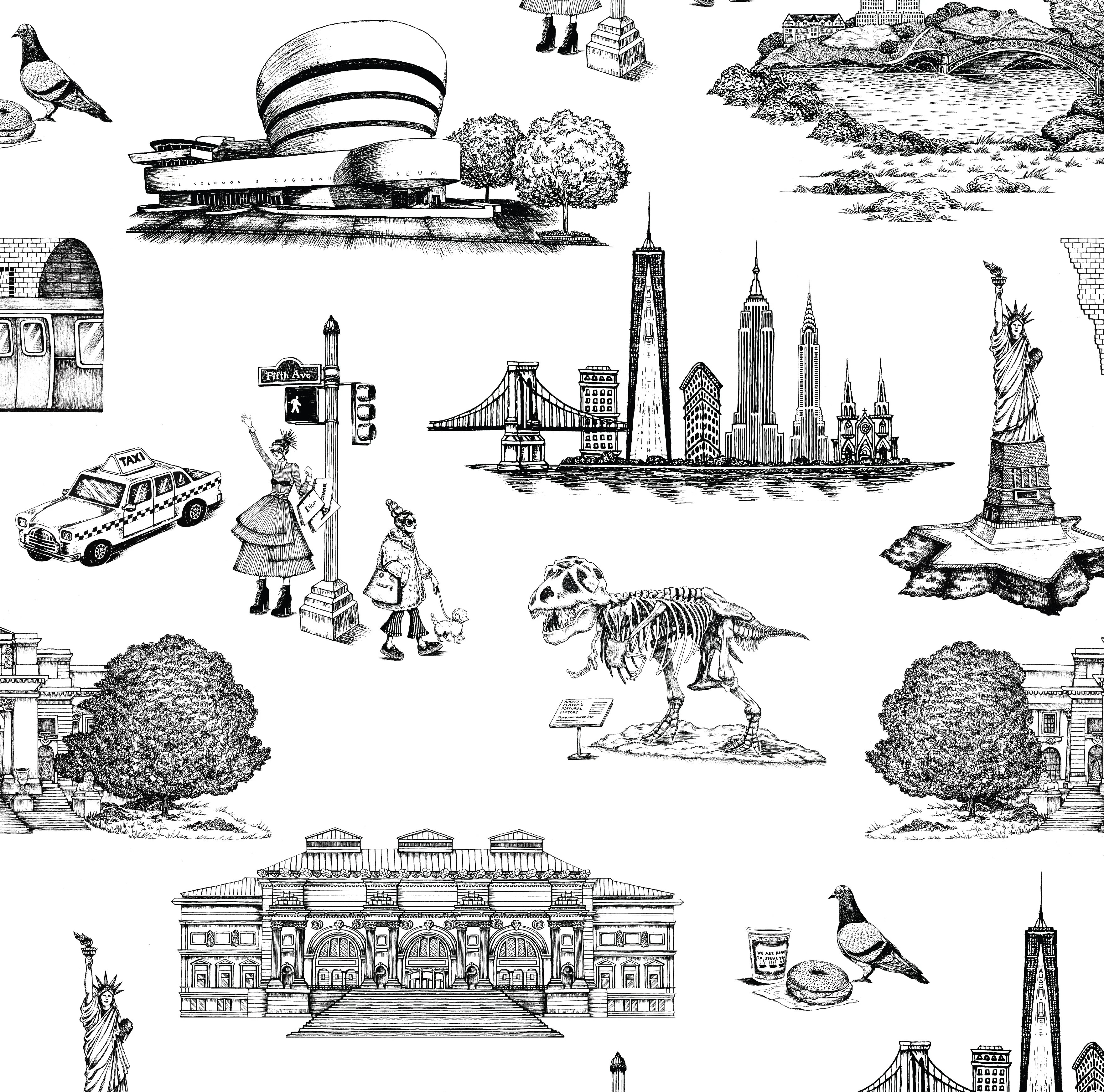 New York Toile Wallpaper | Katie Kime Inc